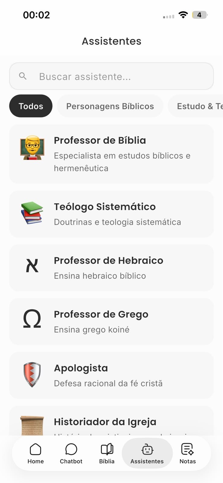 Assistentes de Bíblia, teologia, hebraico e grego no Salomão IA