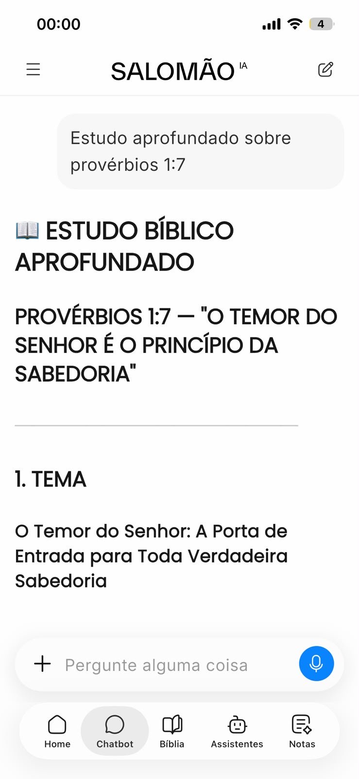 Estudo bíblico aprofundado criado no chat do Salomão IA